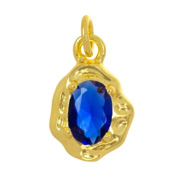 Breloque avec de la zircone (12 x 8 x 3 mm) Blue - 18K Gold Plated (1 pièces)