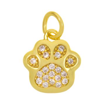 Breloque Patte de chien avec de la zircone (11.5 x 10.5 x 2.5 mm) 18K Gold Plated (1 pièces)