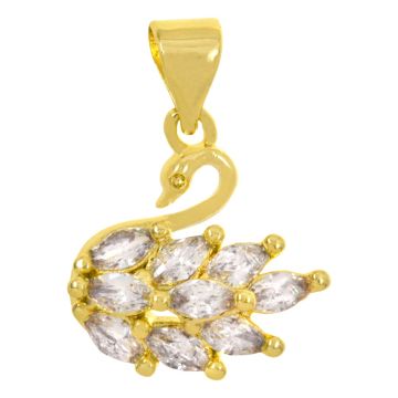 Pendentif Cygne avec de la Zircone (14.5 x 13.5 x 5 mm)18K Gold Plated (1 pièces)
