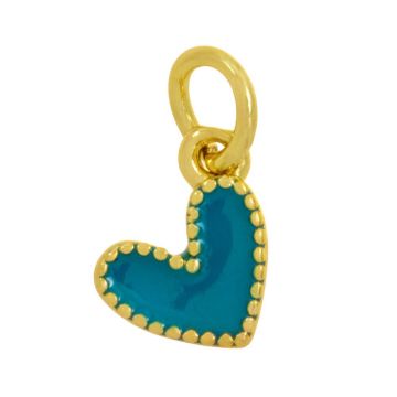 Breloque Émail Coeur (9 x 7 x 2 mm) Teal - 18K Gold Plated (2 pièces)