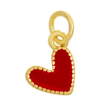 Breloque Émail Coeur (9 x 7 x 2 mm) Red - 18K Gold Plated (2 pièces)