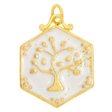 Pendentif Émail Tree of Life (22.5 x 17.5 x 2.5 mm) White (1 pièces)