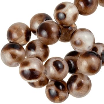 Perles Acryliques Opaque Bicolore Léopard (14 mm) Coconut Brown (10 pièces)
