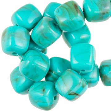Perles Acryliques Opaque Bicolore (17 x 15.5 x 15.5 mm) Turquoise (10 pièces)