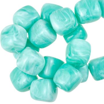 Perles Acryliques Opaque Bicolore (17 x 15.5 x 15.5 mm) Aquamarine Blue (10 pièces)