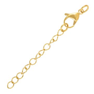 Chaîne d'Extension avec Fermoir Mousqueton Acier Inoxydable (15 x 7 mm / 50 mm) Or - Ion Plated (5 pièces)