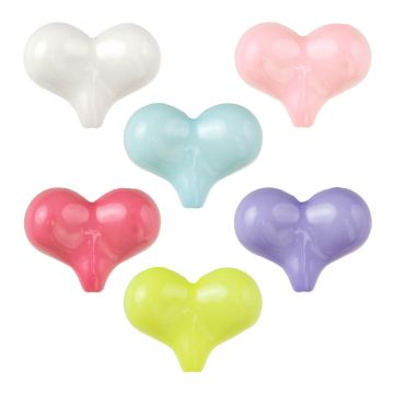 Perles Acryliques Coeur Opaque (17 x 22 x 9 mm) Mix Color (20 pièces)