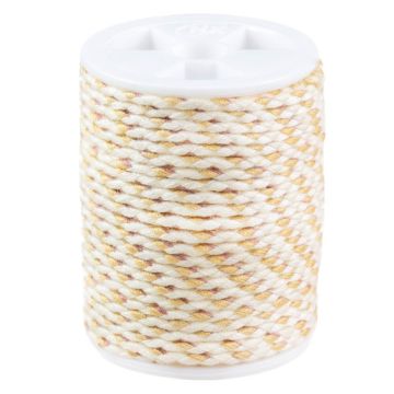 Cordon à Bijoux Tressé en Polycoton 4 brins (1.5 mm) Golden Beige (4 mètres)