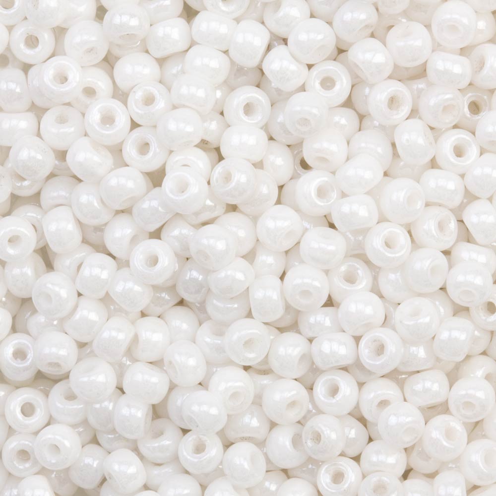 Rocailles Tchèques (3 mm) Shine Pearl White (15 grammes)