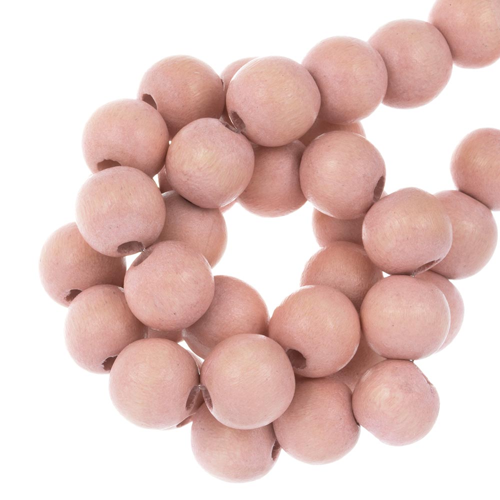 Perles en Bois Look Vintage (8 mm) Misty Rose (104 pièces)