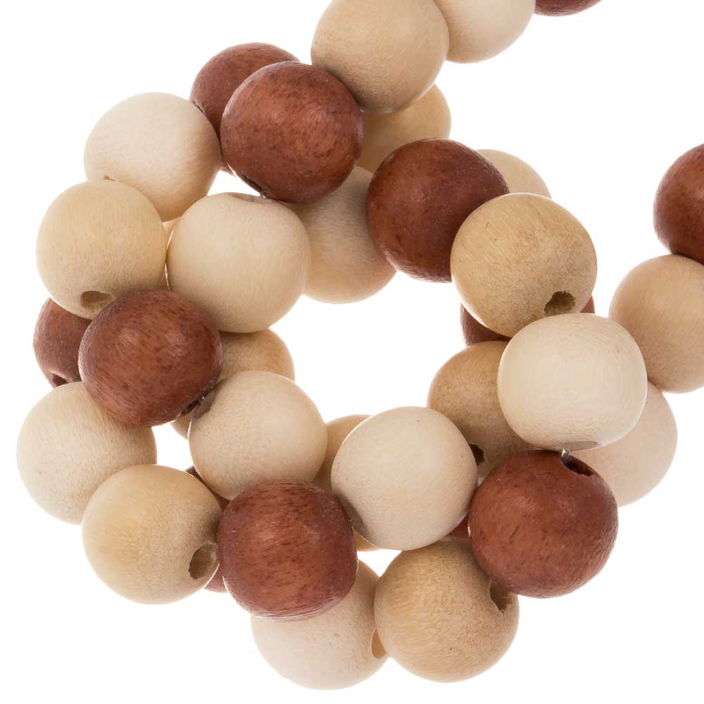 Perles en Bois  (6 mm) Sienna Taupe Mix (70 pièces)
