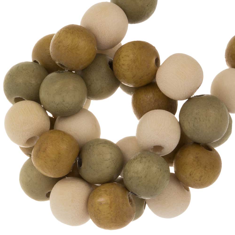 Perles en Bois  (6 mm) Olive Green Mix (70 pièces)