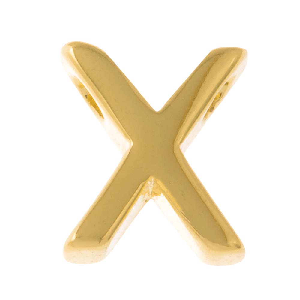 Perle Lettre Alphabet Métal X (9 x 7 x 3 mm) Or (1 pièce)