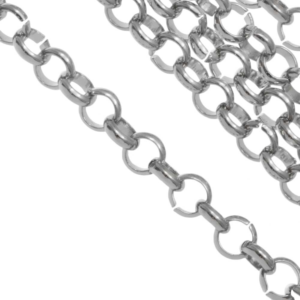 Chaine Maille Jaseron Acier Inoxydable (4 x 1.5 mm) Argent Antique (10 mètre)