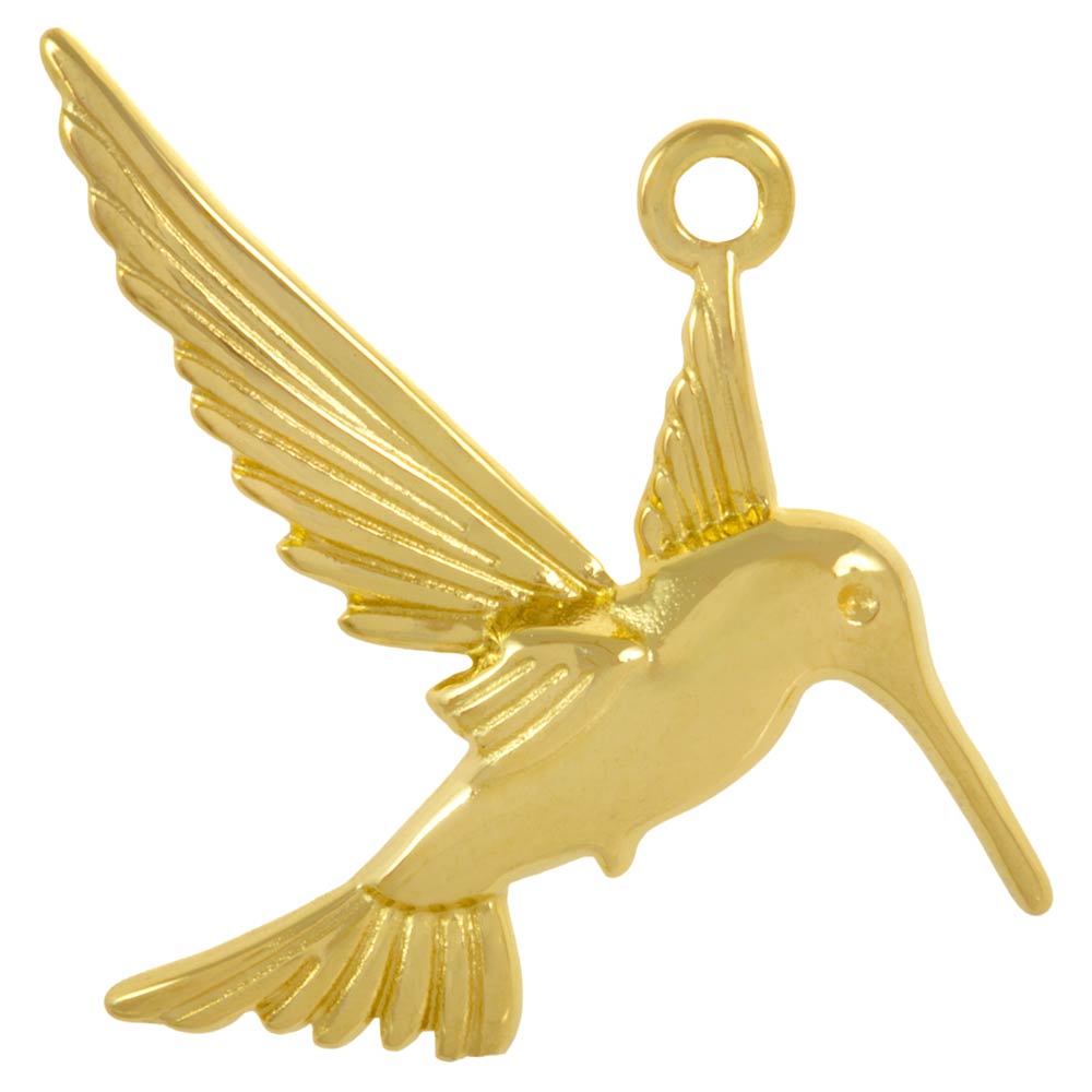 Breloque Acier Inoxydable Colibri (32.5 x 22.5 x 3.5 mm) Or (2 pièces)