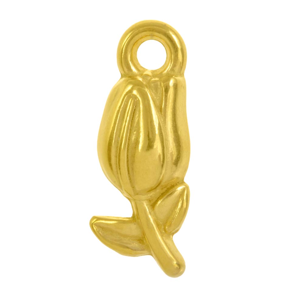 Breloque Acier Inoxydable Fleur Tulipe (19.5 x 7.5 x 6 mm) Or (2 pièces)